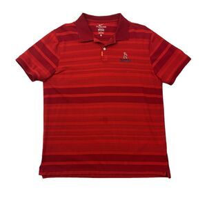Nike Polo Shirt Mens L Large Slim Fit Red Dri Fit Cotton Blend Tiger Woods Dubai